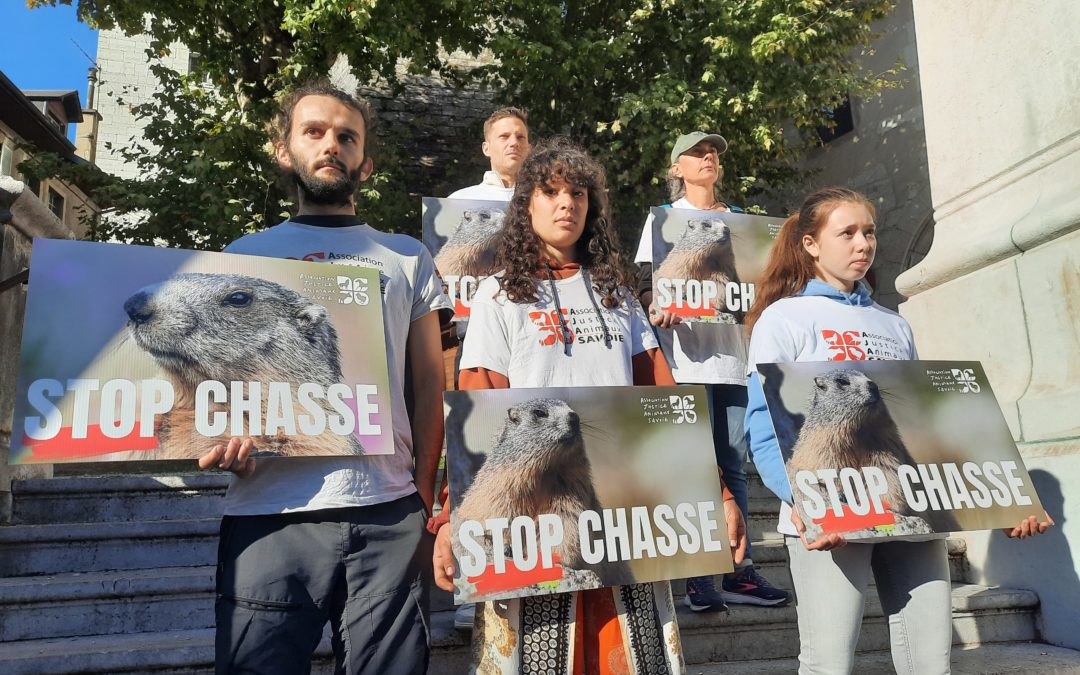 Happening devant la Préfecture contre la chasse à la marmotte